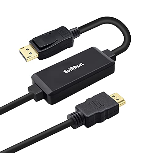 BolAAzuL Aktive HDMI auf Displayport Adapter, HDMI 1.4 zu DP 1.2 Adapterkabel 1.8M, unidirektionaler 4K@30Hz HDMI Eingang auf Displayport Ausgang Konverter für PS3 PS4 PC DVD Xbox 360 One usw. von BolAAzuL