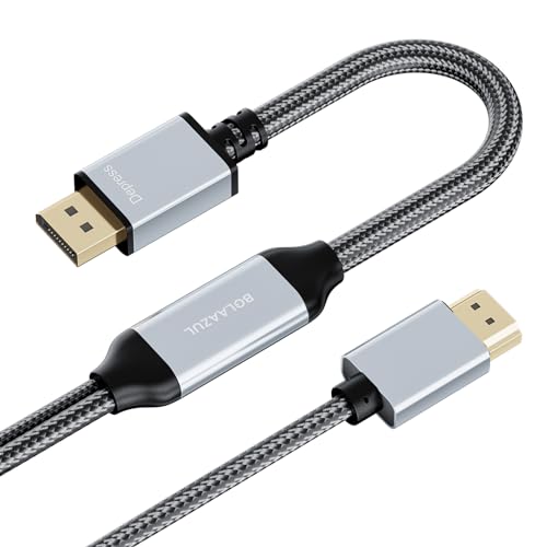 BolAAzuL HDMI auf DisplayPort Adapter Kabel 4K/60Hz, HDMI 2.0 zu DisplayPort 1.2 Monitor 2M Kabel mit USB Power, HDMI männlich Eingang zu DP männlich Ausgang für die Xbox -Serie X, PS5, PS4 Pro von BolAAzuL