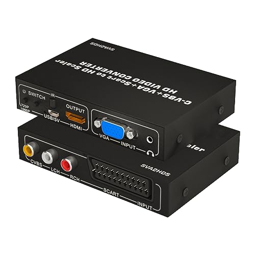 BolAAzuL RGB Scart auf HDMI Konverter, 3 in 1 RGB Scart Composite AV VGA Scart zu Scaler HDMI Switch 720p/1080p für Wii DVD von BolAAzuL
