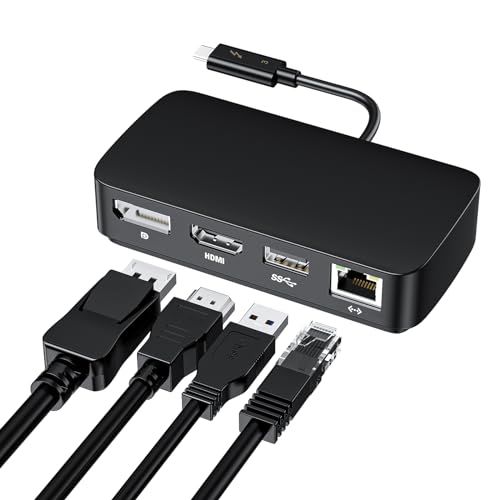BolAAzuL Thunderbolt Dockingstation Dual Monitor, Dual 4K 60Hz Thunderbolt 3 Dock Hub, 4-in-1 MST Hub mit Built-in Thunderbolt-Kabel DisplayPort 1.2+HDMI 2.0+RJ45+USB 3.0 Hub BolAAzuL Thunderbolt Dockingstation Dual Monitor, Dual 4K 60Hz Thunderbolt 3 Dock Hub, 4-in-1 MST Hub mit Built-in Thunderbolt-Kabel DisplayPort 1.2+HDMI 2.0+RJ45+USB 3.0 Hub von BolAAzuL
