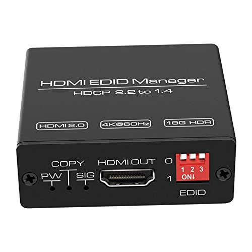 HDMI 2.0 EDID Manager Feeder Emulator 4K 60Hz, BolAAzuL HDMI EDID Feeder Lösen von HDMI EDID-Problemen Unterstützt 18 Gbps HDCP 2.2 HDR CEC Pass-Through von BolAAzuL
