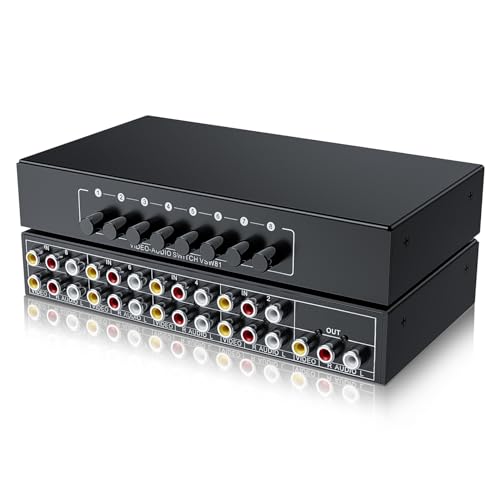 BolAAzuL RCA Switch 8 in 1 Out Composite Video L/R Audio Selector Box 8X1, 8-Wege RCA Switcher - 8 Port AV Selector Switch - Plug & Play für Wii PS2 Xbox DVD STB HDTV BolAAzuL RCA Switch 8 in 1 Out Composite Video L/R Audio Selector Box 8X1, 8-Wege RCA Switcher - 8 Port AV Selector Switch - Plug & Play für Wii PS2 Xbox DVD STB HDTV von BolAAzuL