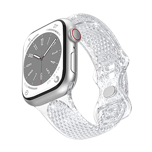 BolYel Armband Kompatibel mit Apple Watch Armband 38mm 40mm 41mm,Transparente Diamanten Linien Ersatzarmband für Apple Watch Series 8/7/6/5/4/3/2/1/SE,Weiß von BolYel