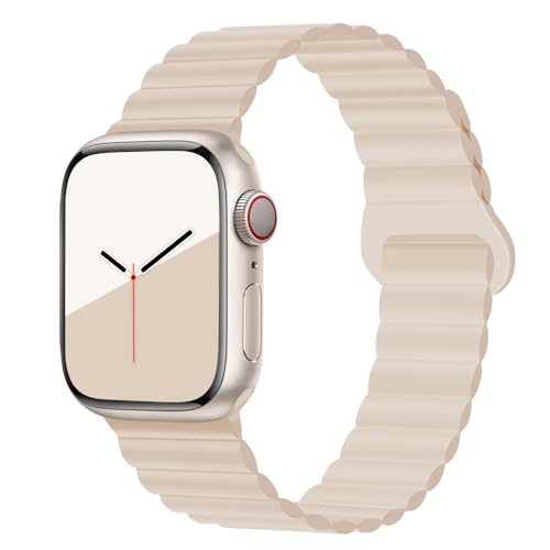 BolYel Kompatibel mit Apple Watch Armband 41mm 40mm 38mm, Silikon Magnetische Loop Band Kompatibel für Apple Watch Serie 8 7 SE 6 5 4 3 2 1,Weiß von BolYel