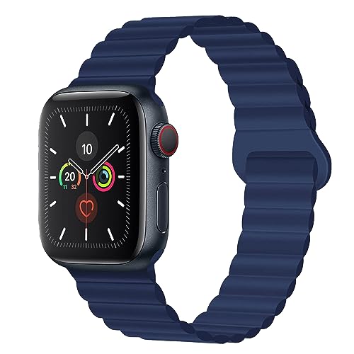 BolYel Kompatibel mit Apple Watch Armband 45mm 44mm 42mm, Silikon Magnetische Loop Band Kompatibel für Apple Watch Serie 8 7 SE 6 5 4 3 2 1,Blau von BolYel