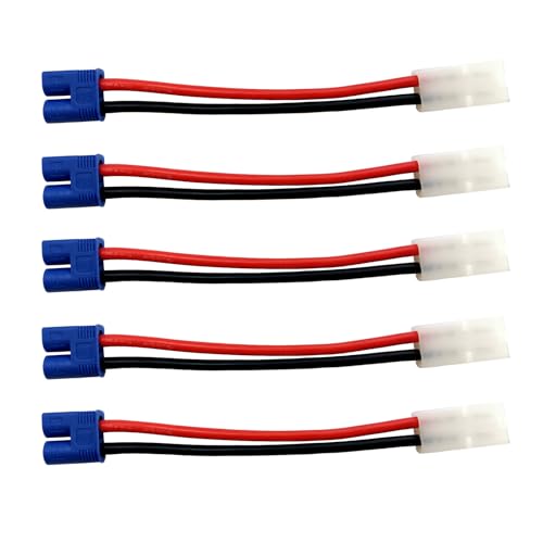 5 Stücke Kompatibel mit Tamiya Buchse zu EC3 Männliche Stecker Adapter mit 14awg 5cm Silikonkabel (EC3 Männliche für Tamiya Buchse) von Boladge