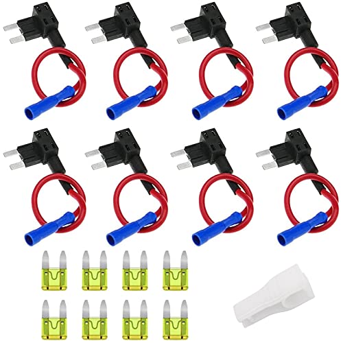 8 Stück 12V Autosicherungen Stromdieb, Bolatus Flachsicherungsadapter ACS Klein KFZ Stecksicherung Verteiler Add-A-Schaltung Flachsicherungen Sicherungshalter mit 20A Sicherung von Bolatus