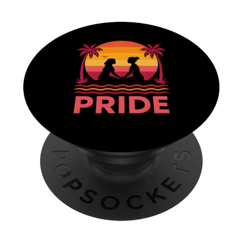 Lesbian Pride Love Retro-Sonnenuntergang für Damen, LGBTQ+ PopSockets Klebender PopGrip von Boldly Queer - Expressive Pride Apparel for All