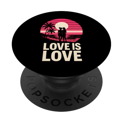 Lesbian Pride Love is Love Cute Damen Retro Sonnenuntergang LGBTQ+ PopSockets Klebender PopGrip Lesbian Pride Love is Love Cute Damen Retro Sonnenuntergang LGBTQ+ PopSockets Klebender PopGrip von Boldly Queer - Expressive Pride Apparel for All