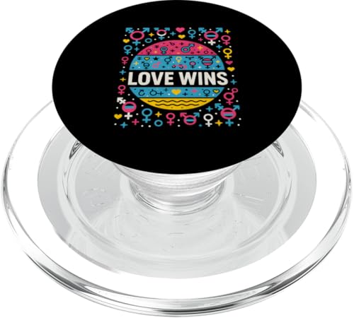 Transgender Pride Love Wins Retro Damen Unisex Trans Flagge PopSockets PopGrip für MagSafe Transgender Pride Love Wins Retro Damen Unisex Trans Flagge PopSockets PopGrip für MagSafe von Boldly Queer - Expressive Pride Apparel for All
