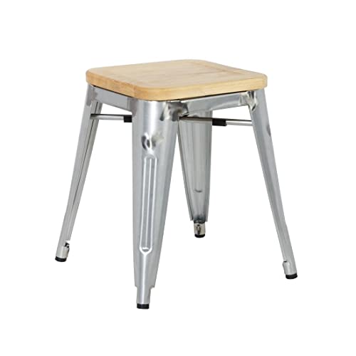 Bolero Bistro Stuhl aus verzinktem Stahl mit Holzsitz (4 Stück) von Bolero