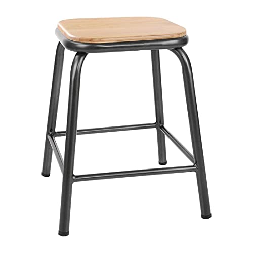 Bolero Cantina lage kruk met houten zitting metallic grijs (Box 4) von Bolero