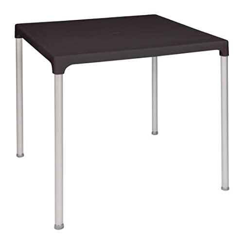Bolero GJ970 Tisch mit Aluminium Beine, PP, quadratisch, 750 mm, schwarz, 720(H) x 750(W) x 750(D). Parasol hole: 36mm von Bolero