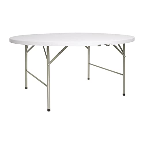 Bolero Runder Klapptisch, 5 Fuß Durchmesser, weiß, Polyethylenplatte mit Stahlrahmen und -beinen, 740(H) x 1530(Ø)mm, tragbarer Esstisch, UV- und regenbeständig, mobile Gastronomieausstattung, CC506 von Bolero