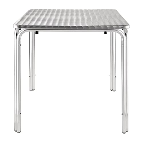 Bolero Stapelbarer quadratischer Tisch für den Innen- und Außenbereich Café Restaurant Bistro Terrassentisch 700mm, Aluminiumgestell, Edelstahlplatte, Abmessungen: 720(H) x 700(B) x 700(T)mm | U505 von Bolero