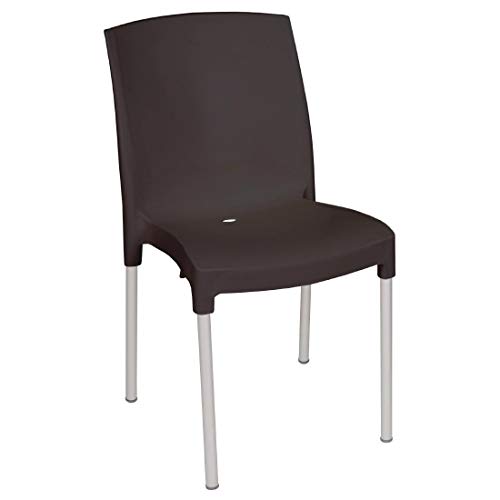 Bolero gj976 Bistro Seite Stuhl, PP und Aluminium, Schwarz (4 Stück) von Bolero