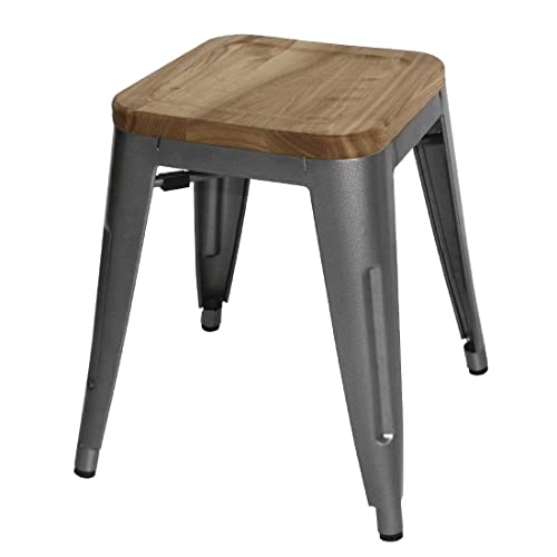 Bolero gm636 Stahl Bistro Low Hocker mit Holz Sitz Pad, grau (4 Stück) von Bolero