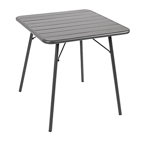 Bolero klappbarer quadratischer Stahl-Lattentisch für den Innen- und Außenbereich, grau, rostfreie Pulverbeschichtung, 710(H) x 700(B) x 700(T)mm, CS730 von Bolero
