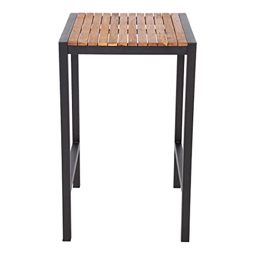 Bolero quadratischer Bartisch aus Stahl und Holz, 600 mm, korrosionsbeständig, Stahlrahmen, vorgeölte Holzplatte, Größe: 1000 (H) x 600 (B) x 600 (T) mm, Bartisch für Innen- und Außenbereich, DS155 von Bolero