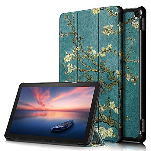 Boleyi Tablet Hülle für Amazon Fire HD 10 2021, Slim Schutzhülle Hochwertiges PU Schlank Leder Hülle, mit Ständer Funktion, für Amazon Fire HD 10 2021 Zoll Modell,Aprikosenblume von Boleyi