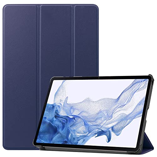 Boleyi Tablet Hülle für Samsung Galaxy Tab S8, Slim Schutzhülle Hochwertiges PU Schlank Leder Hülle, mit Ständer Funktion, für Samsung Galaxy Tab S8 Zoll Modell,Dunkel blau von Boleyi
