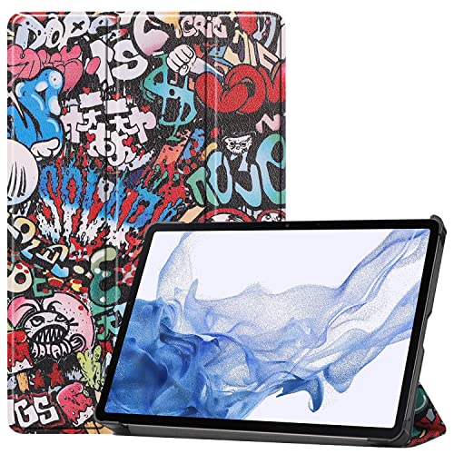 Boleyi Tablet Hülle für Samsung Galaxy Tab S8, Slim Schutzhülle Hochwertiges PU Schlank Leder Hülle, mit Ständer Funktion, für Samsung Galaxy Tab S8 Zoll Modell,Graffiti von Boleyi