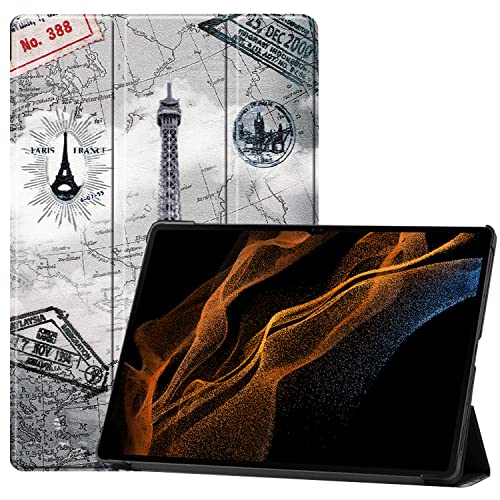 Boleyi Tablet Hülle für Samsung Galaxy Tab S8 Ultra, Slim Schutzhülle Hochwertiges PU Schlank Leder Hülle, mit Ständer Funktion, für Samsung Galaxy Tab S8 Ultra Zoll Modell,Aprikosenblume von Boleyi