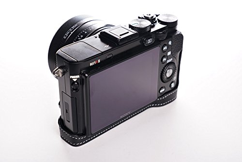 BolinUS Kameratasche für Sony RX1R II, handgefertigt, Echtleder, Halbkamerahülle, für Sony RX1RII, RX1R2, RX1R II (nicht passend für RX1R), untere Öffnung, Schwarz von BolinUS