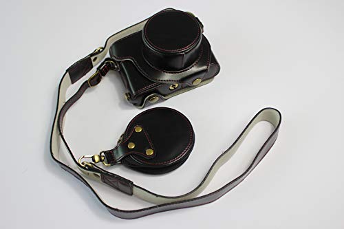 BolinUS Leica D-Lux 7 Hülle, handgefertigt, PU-Leder, Ganzkörper-Kameratasche für Leica D-Lux 7 Version mit Öffnung unten + Umhängeband + Mini-Aufbewahrungstasche (schwarz) von BolinUS