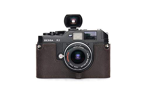 Voigtlander Bessa R2 Hülle, BolinUS handgefertigte Echtleder-Halbkameratasche für Voigtlander BESSA R4M R4A R3M R3A R2S R2C R2A R2M R2 T-Kamera mit Handschlaufe (Kaffee) von BolinUS