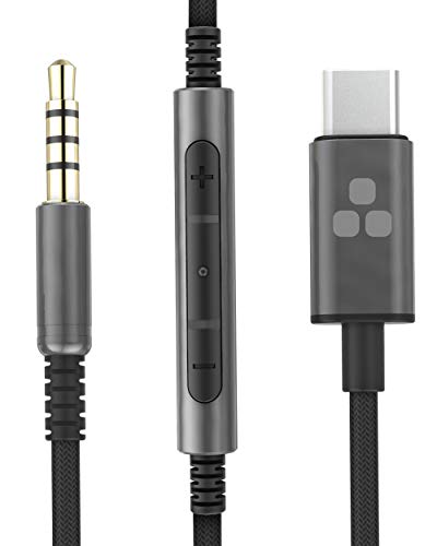 Thore Kopfhörerkabel mit USB C Stecker (Typ C auf 3,5 mm) Audio Aux Kabel auf 3,5 mm Klinkenstecker mit Mikrofon / Lautstärkeregler (kompatibel mit Beats/Sony/Sennheiser und Audio Technica) schwarz von Bolle & Raven