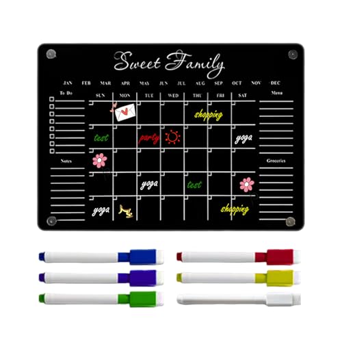 Bollisate Magnetischer Kalender für Kühlschrank, löschbarer Einkaufslistenblock, magnetisch, Acryl, trocken abwischbar, für Kühlschrank, Arbeitsplatz, Zuhause, Klassenzimmer, mit 6 löschbaren Markern Bollisate Magnetischer Kalender für Kühlschrank, löschbarer Einkaufslistenblock, magnetisch, Acryl, trocken abwischbar, für Kühlschrank, Arbeitsplatz, Zuhause, Klassenzimmer, mit 6 löschbaren Markern von Bollisate