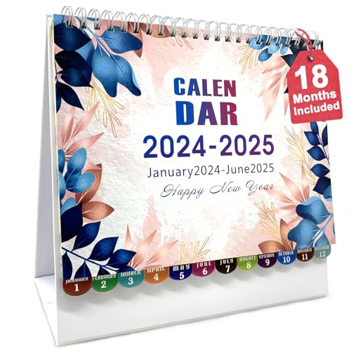 BoloShine Tischkalender 2024-2025, Dickes Papier Metallring Kalender, Schuljahr Wochenkalender Wochenplaner zum Aufstellen, Schreibtisch Jahreskalender(20.5x20.5cm) von BoloShine
