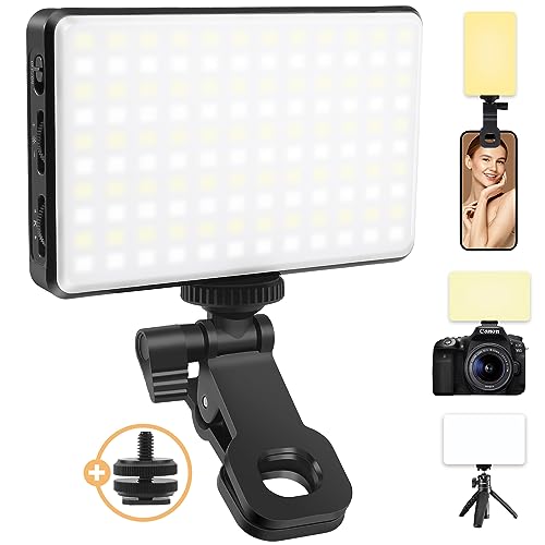 Boloye Selfie-Licht für Telefon, 120 Stück LED-Handy-Lichtclip, 5000 mAh wiederaufladbar, 3 Modi, dimmbar, 2500 K-9000 K & CRI 95+, Video-Fülllicht für Kamera, Telefon, iPad, Laptop, für Make-up, von Boloye