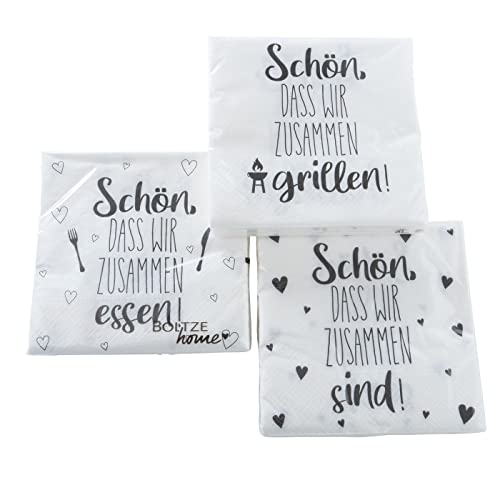 Boltze Home 60 Servietten ''Schön, dass wir zusammen...'' / Spruch / Feiern / Essen / Grillen 33x33 Boltze Home 60 Servietten ''Schön, dass wir zusammen...'' / Spruch / Feiern / Essen / Grillen 33x33 von Boltze Home