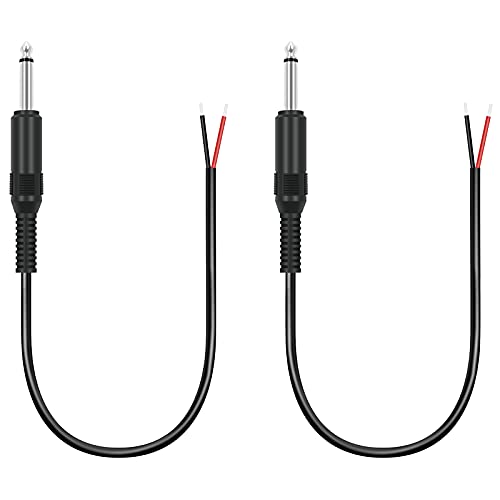 Bolvek 2 Stück 25,4 cm 6,35 mm TS Mono-Stecker Adapter Stecker auf blankem Draht Audio Kabel für Mikrofon Lautsprecher von Bolvek