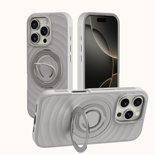 Bolvunes 3 in 1 Magnetische Silikonhülle für iPhone 16 Pro 6.3'' Weicher 360° Silikonringhalter und Magnetischer Standgriff Kompatibel mit MagSafe,Stoßfestes Design Schutzhülle von Bolvunes