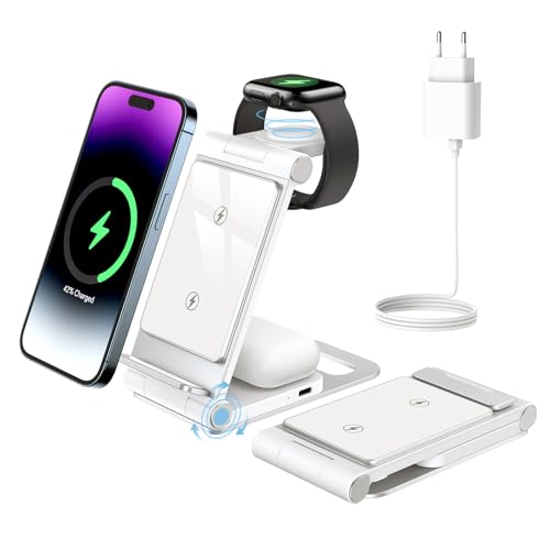Ladestation für Apple Watch und iPhone iPod 3 in 1 Faltbare, Reise Ladestation für iPhone 16 15 14 13 12 11 Pro Max, Apple Wireless Charger für iWatch 10/9/Ultra/8/7/6/SE/5/AirPod Pro 3 2 Frost White Ladestation für Apple Watch und iPhone iPod 3 in 1 Faltbare, Reise Ladestation für iPhone 16 15 14 13 12 11 Pro Max, Apple Wireless Charger für iWatch 10/9/Ultra/8/7/6/SE/5/AirPod Pro 3 2 Frost White von Bolvunes