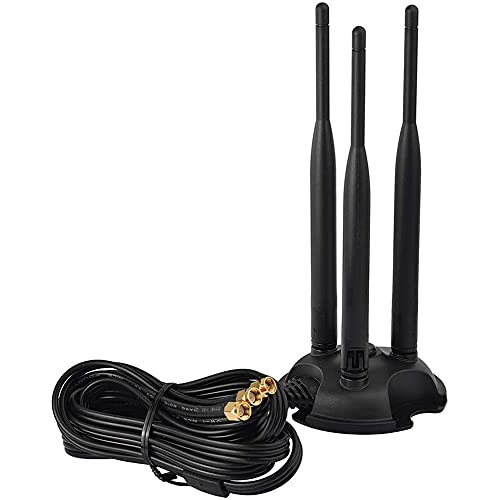 A22DS Dual WLAN Antenne 2.4GHz / 5.8GHz 3X 6dBi SMA Adapter Kabel 3m Magnet Standfuss Antenne Verlängerungskabel 3m Magnetfuß Kompatibel mit ASUS TP-Link Gigabyte WLAN Router Netzwerkkarte von Bolwins