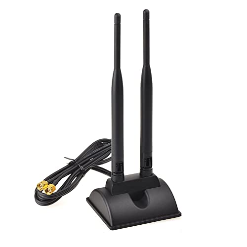 A23D Dual Band WiFi Antenne 2,4 GHz/5,8 GHz 2X 6 dBi WiFi SMA Antenne Kabel SMA Stecker Verlängerungskabel 3m mit Magnet Standfuss von Bolwins