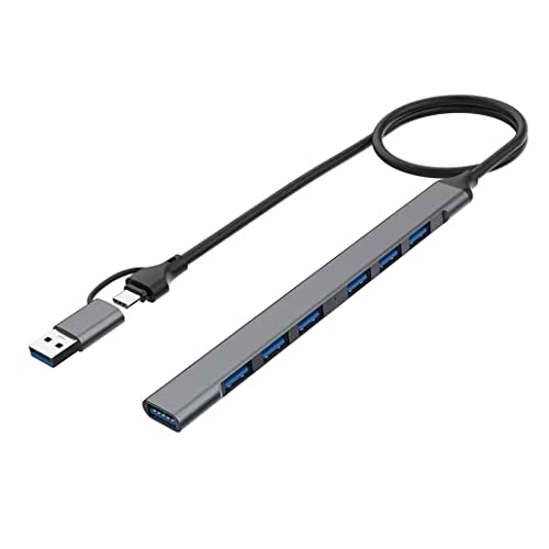 A38CS USB C Hub, USB Typ C + USB 3.0 Stecker auf USB 3.0 + 6 Port USB 2.0 Buchse Hub OTG Adapter Kabel 50cm Ladeanschluss 2 in 1 Typ C auf USB 3.0 Buchse Ladegerät von Bolwins