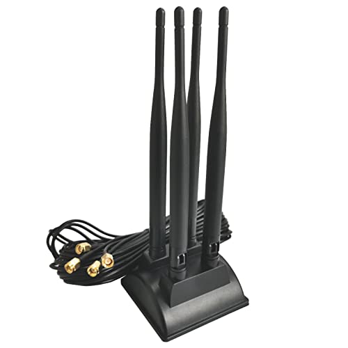 B16DS 3m 2.4G / 5.8G Doppelfrequenz WiFi Antenne 4X 6dBi MIMO Omnidirektionaler Signalverstärker SMA Adapter Kabel mit Magnet Standfuss PCIE Netzwerk WLAN Kartenrouter Externe Antenne Drahtloses WLAN von Bolwins