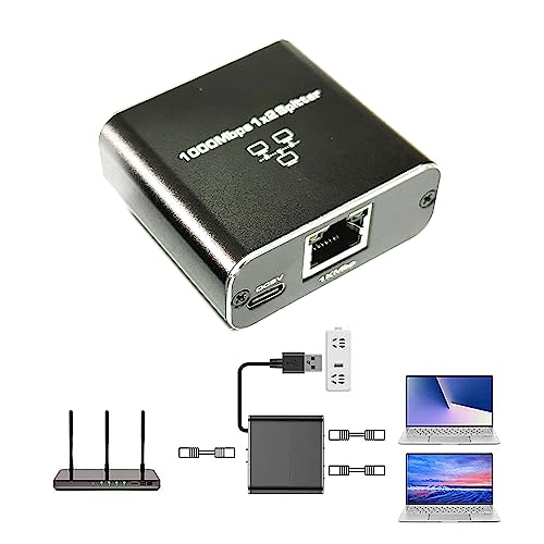 B19CS LAN Splitter RJ45 – 1 Buchse auf 2 Buchsen Ethernet Splitter, 1 auf 2 gleichzeitig für CAT 5/CAT 6 LAN Kabel, Netzwerkadapter Extender von Bolwins