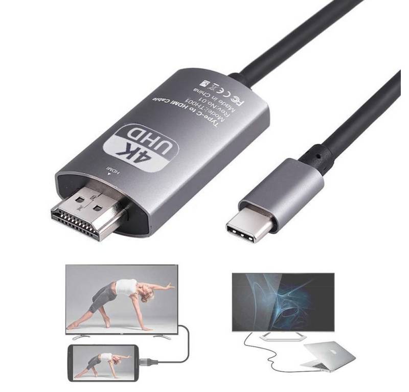 Bolwins A77C USB C auf HDMI Kabel Adapter 1,8m TV Projektor Monitor USB Typ C HDMI-Kabel, (180 cm) von Bolwins