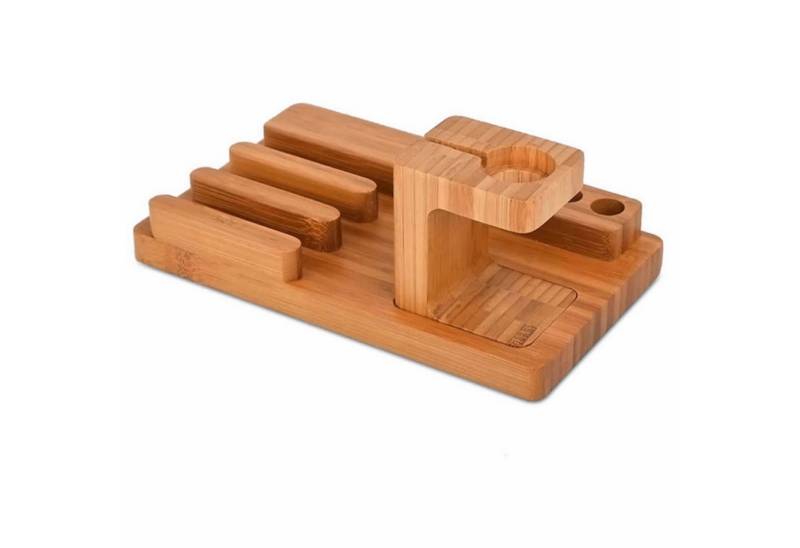 Bolwins B25C Ladestation Bambus Handyhalter Desktop Organizer Dockingstationen Handy-Halterung von Bolwins