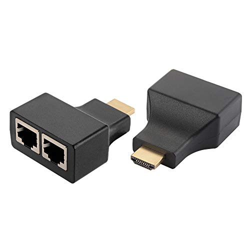 Bolwins C26CS HDMI zu RJ45 Port Extender Netzwerk Adapter 2 Stück 1080P LAN Ethernet, Übertragung verlustfrei bis zu 30 Meter, Netzwerksignal Extender Sender und Empfänger Adapter auf Cat 5e / 6 von Bolwins