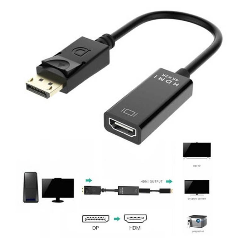 Bolwins D35 Adapter Kabel Displayport DP Stecker zu HDMI für Laptop PC Monitor Audio- & Video-Kabel, (25 cm) von Bolwins