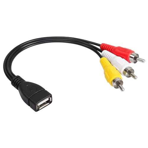 Bolwins D48S USB auf 3 Cinch-Kabel Adapter - USB 2.0 Buchse auf 3 Cinch-Stecker für AV Audio/Video TV - 30cm, Hochwertige Signalübertragung von Bolwins