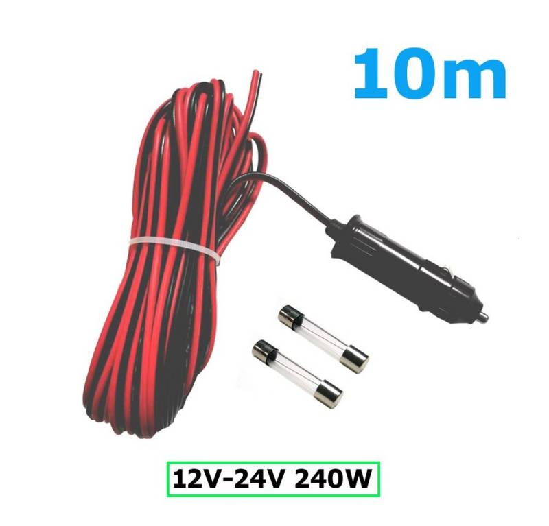 Bolwins D75C 240W 12V/24V KFZ Auto Zigarettenanzünder Stecker 10m Stromkabel Netzkabel von Bolwins
