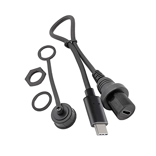 Bolwins G57S USB C Panel Flush Mount Kabel, USB 3.1 Type C Stecker auf USB 3.0 Buchse Mount Verlängerung Dash Flush Kabel für Auto, Boot, Motorrad, LKW Armaturenbrett, Kabellänge 30cm von Bolwins